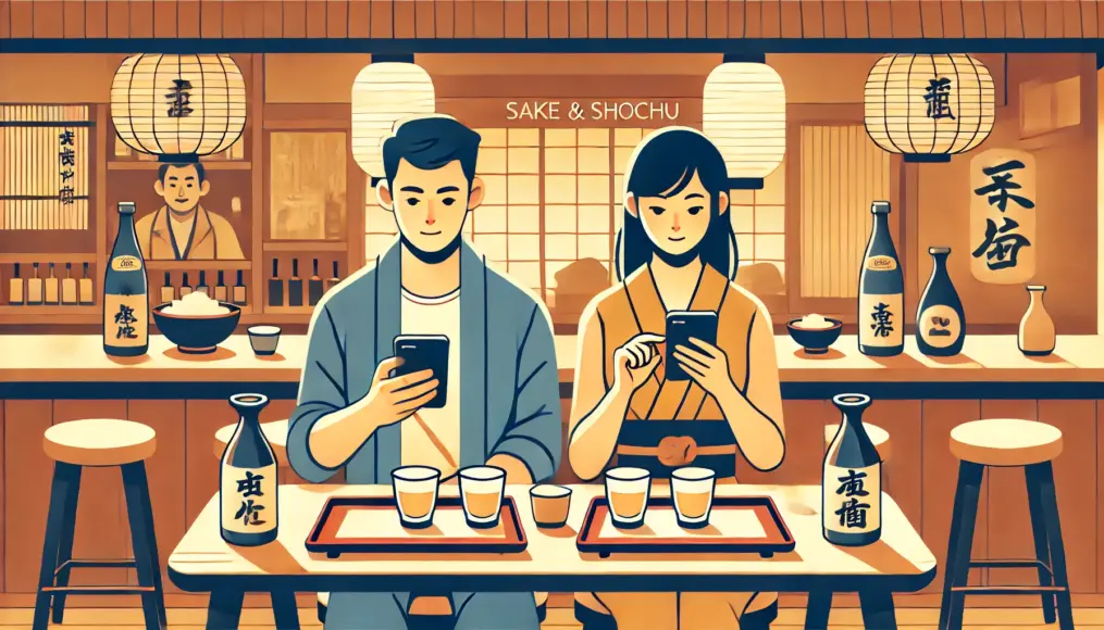 A couple checking their bar-hopping route on a smartphone