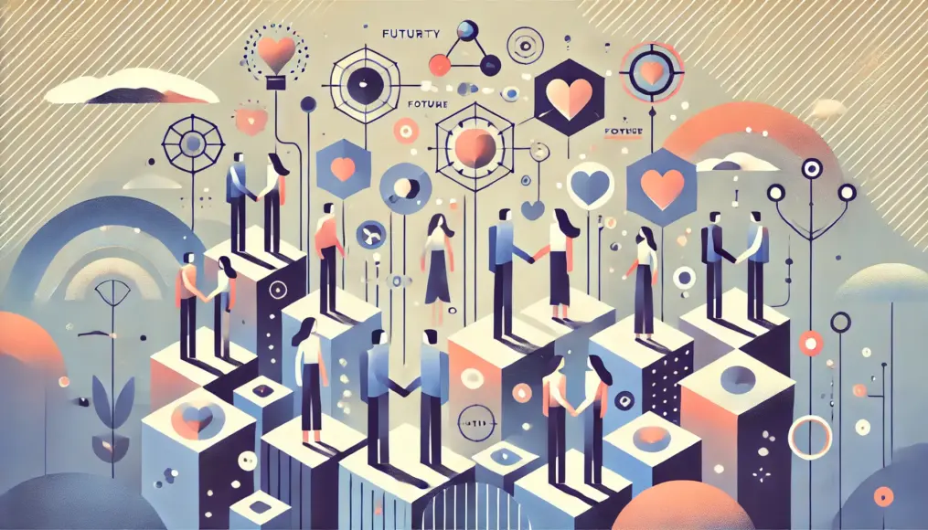 A representation of diverse relationship styles, showcasing people forming various types of partnerships