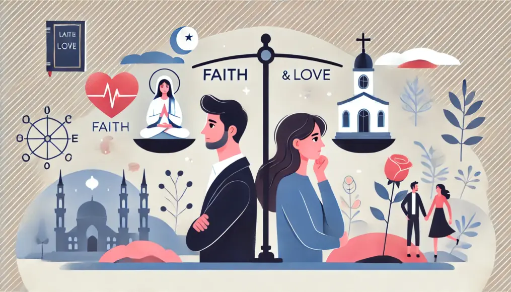 A couple considering the balance between faith and love