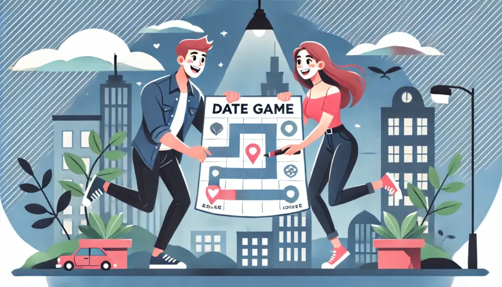 A couple enjoying a mission-style date game