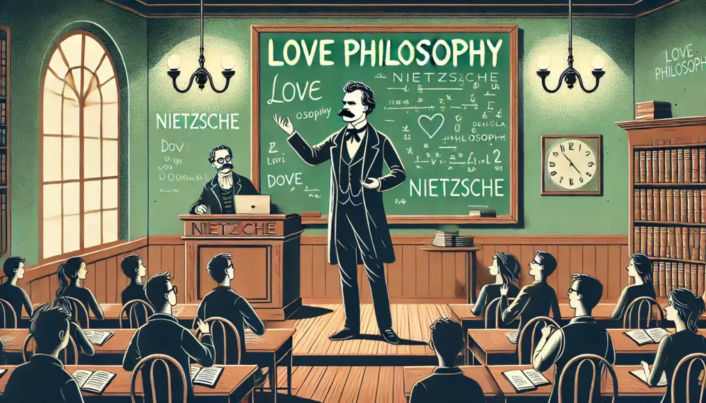 Nietzsche giving a philosophy lecture on love